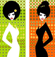 Fototapete Malerische Inspiration Mode der 1970er Jahre Illustration  © bruniewska