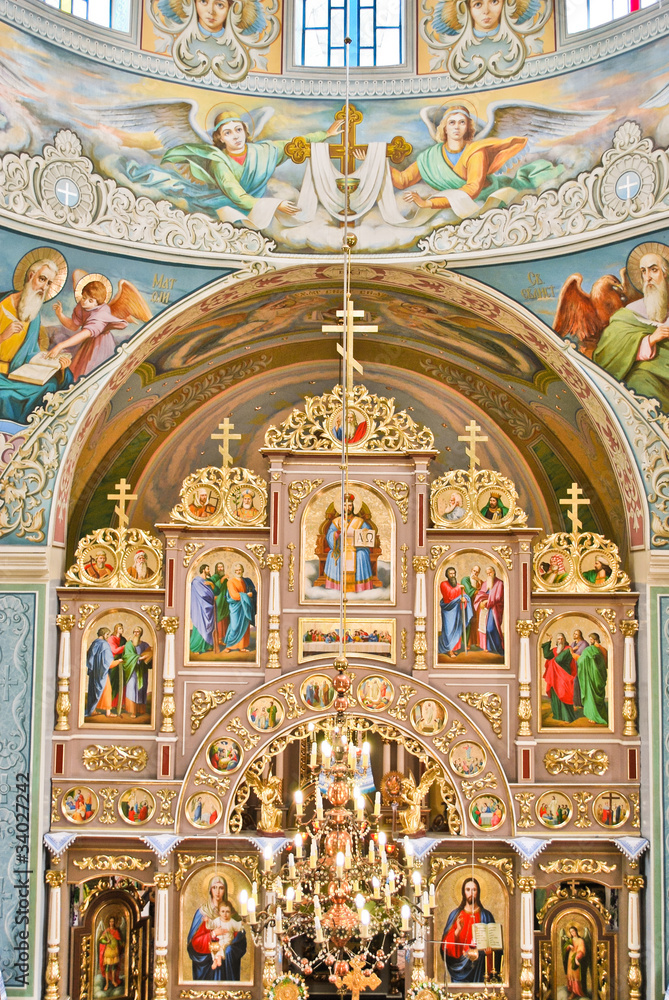 Interior of an orthodox church in Ukraine