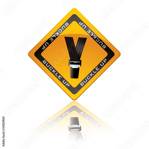 Seat belt warning sign