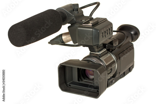Video camera isolated over white background