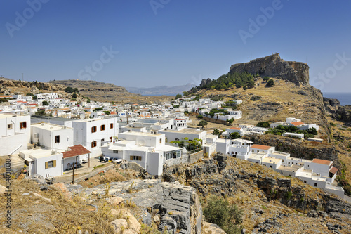 View over iconic town and Acropolis of Lindos © tobago77