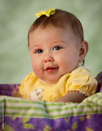 Cute Baby Portrait on Green