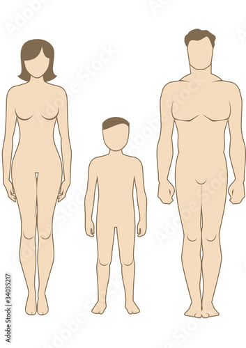 Male, female and child body shapes