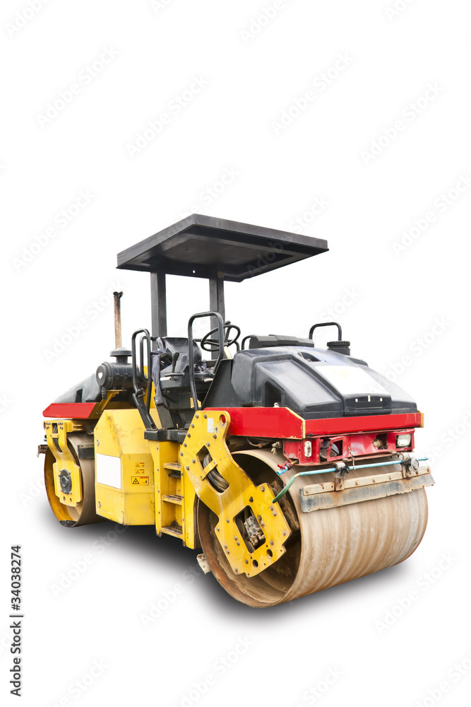 Road roller with clipping path Road roller with clipping path