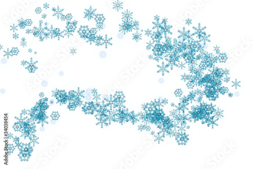 Christmas backgroung with a pattern of blue snowflakes.