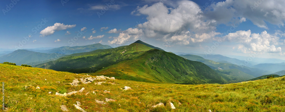 Highest Ukrainian mountains panorama. Chornogora ridge panorama