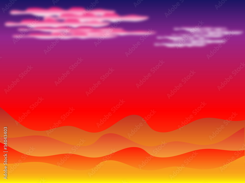 Sunset in desert