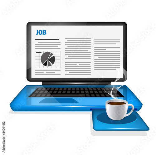 Laptop and job website.