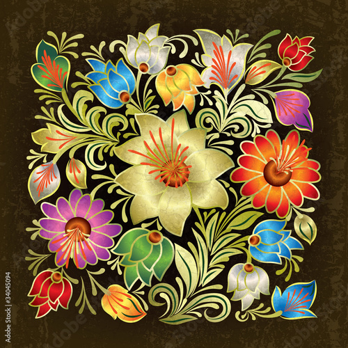 Fototapeta Naklejka Na Ścianę i Meble -  abstract grunge background with floral ornament