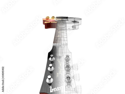 Obraz na płótnie chitarra render gibson les paul wireframe