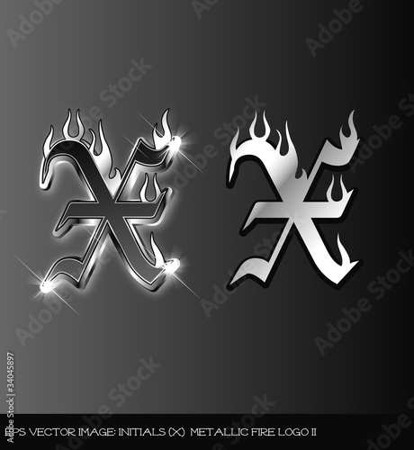 eps Vector image:initials（X） metallic fire logo II