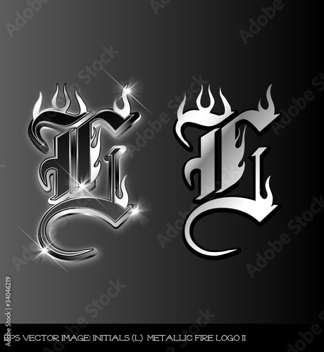 eps Vector image:initials（L） metallic fire logo II