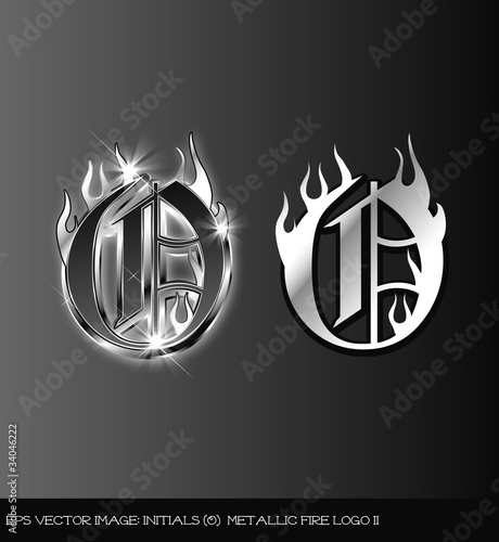 eps Vector image:initials（o） metallic fire logo II