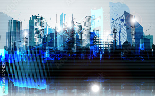 Abstract Cityscape in Blue.