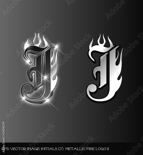 eps Vector image:initials（j） metallic fire logo II