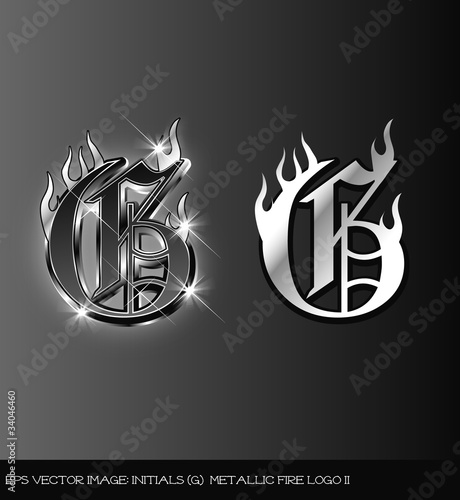 eps Vector image:initials（g） metallic fire logo II