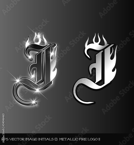 eps Vector image:initials（i） metallic fire logo II