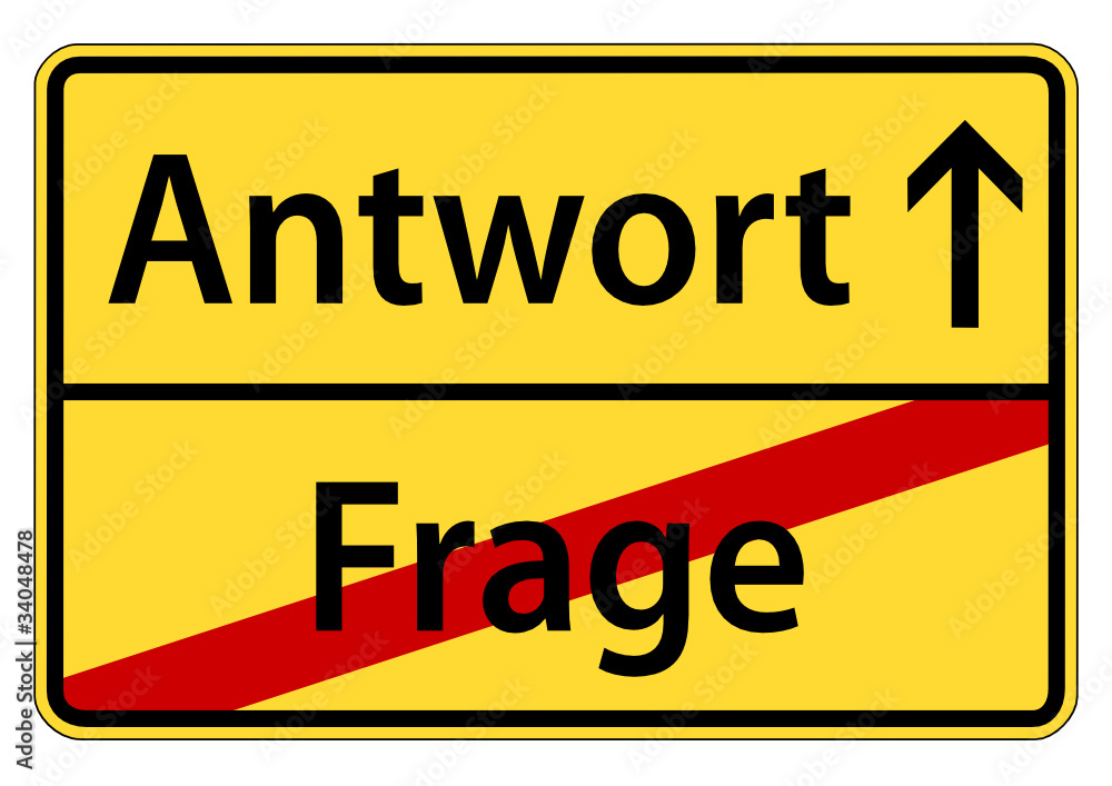 gelbes Schild - Frage und Antwort gelbes Schild - Frage und Antwort