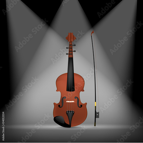 classic violin isolated on spotlight background