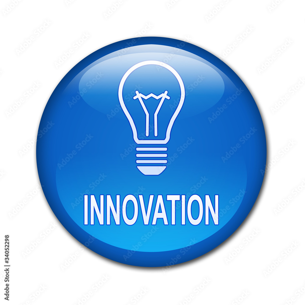 Boton brillante simbolo y texto INNOVATION Boton brillante simbolo y texto INNOVATION
