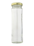 Słoik szklany izolowany ze ścieżką na białym tle
