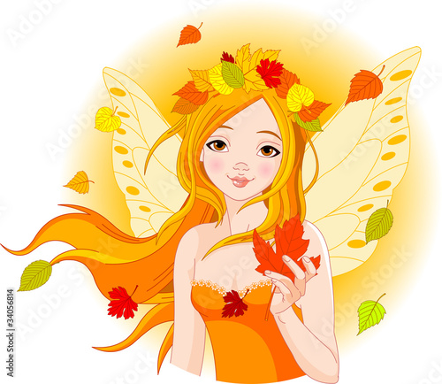 Autumn fairy with leaf