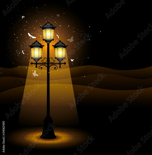 Old street lamp at night
