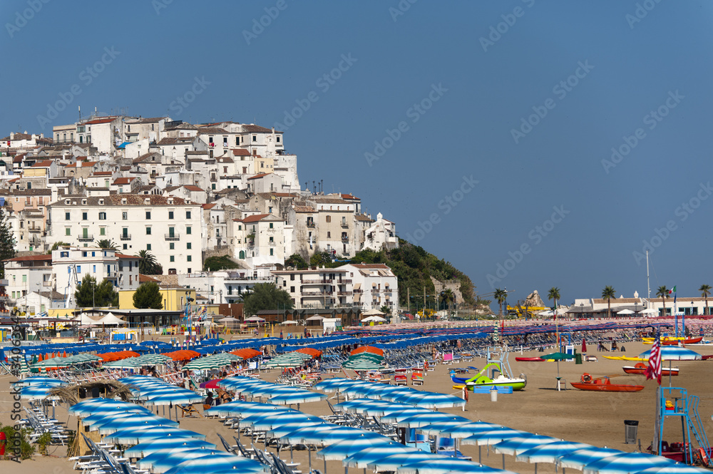 Rodi Garganico (Gargano, Puglia, Italy) and the beach at summer