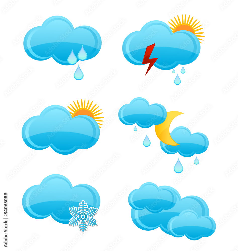 web cloud symbols set blue color web cloud symbols set blue color