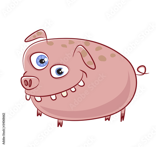 Caricature funny smiling pig character