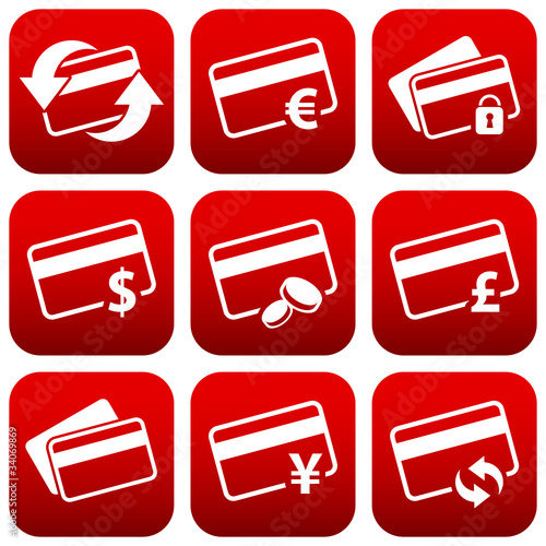 Iconset 9 Red Icons Credit Card