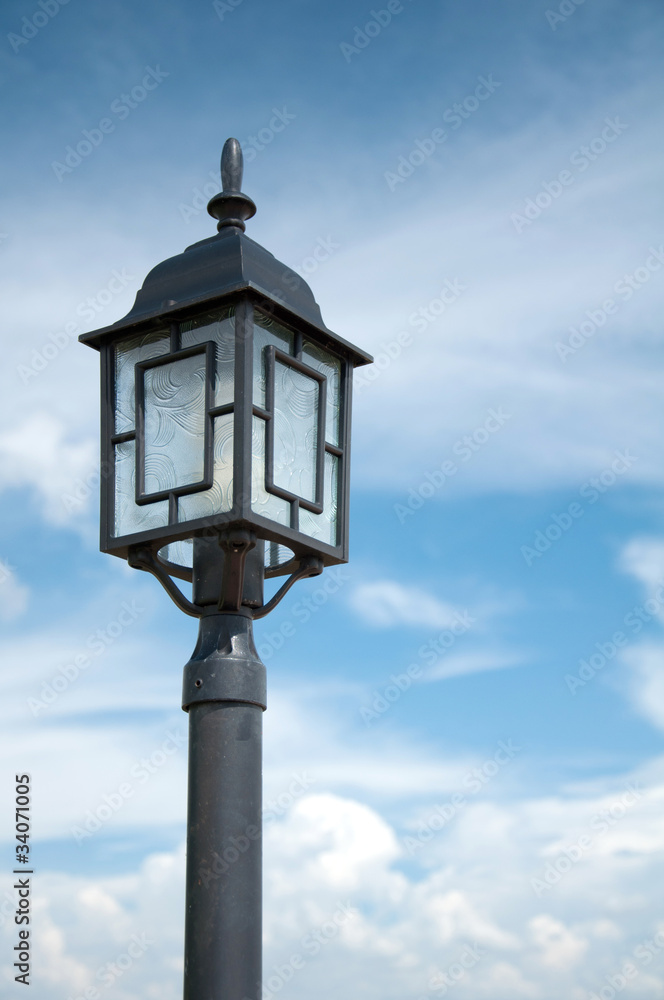 lamp on blue sky background