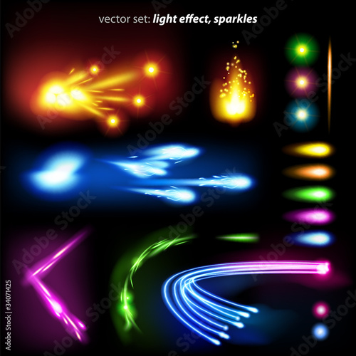 vector set: light effect, sparkles