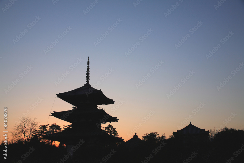 法起寺夕景 法起寺夕景