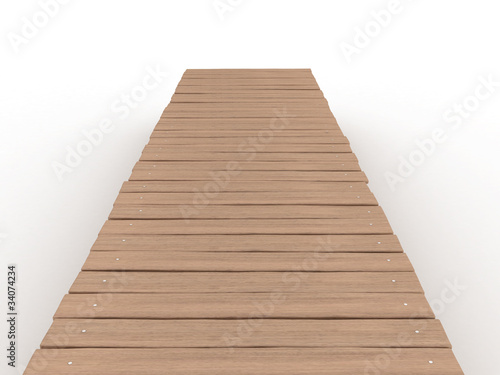 Wooden bridge on a white background    1