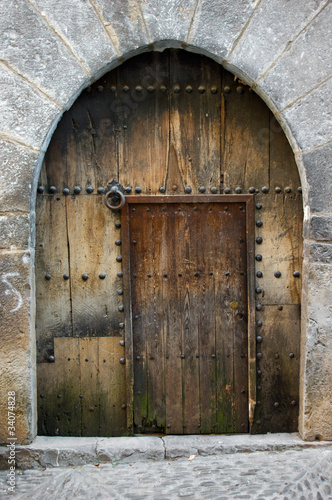 Old door medieval.Ainsa.Huesca,Spain