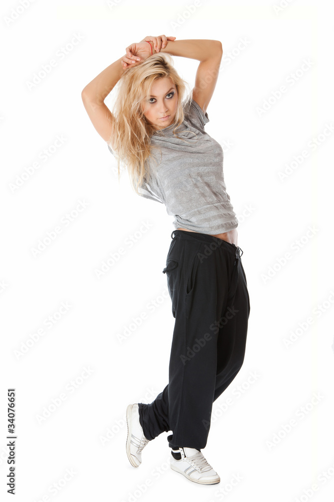 Stylish hip hop dancer posing Stylish hip hop dancer posing