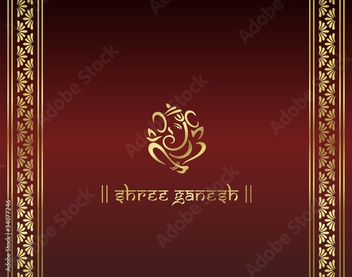Ganesha, traditional Hindu wedding card, royal Rajasthan, India	