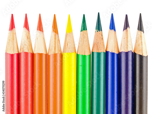 Rainbow of Colored Pencils Isolated on White