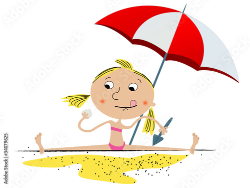 Girl playing at the beach