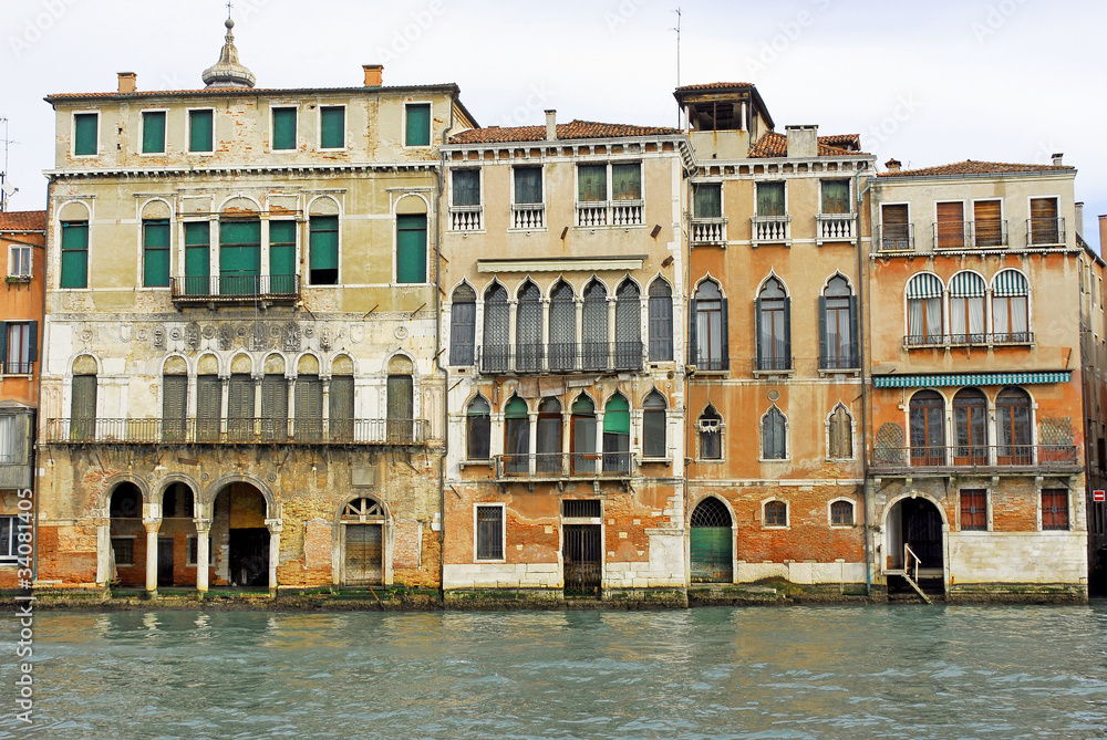 Italy, Venezia typical building facade on th Grand Canal.