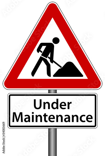 Under Maintenance Schild Baustelle Seite im Aufbau