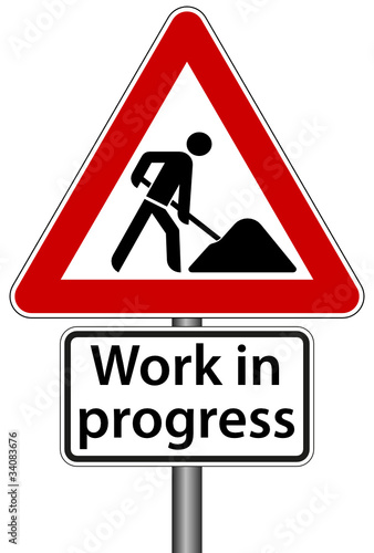 Work in Progress Schild Baustelle in Bearbeitung