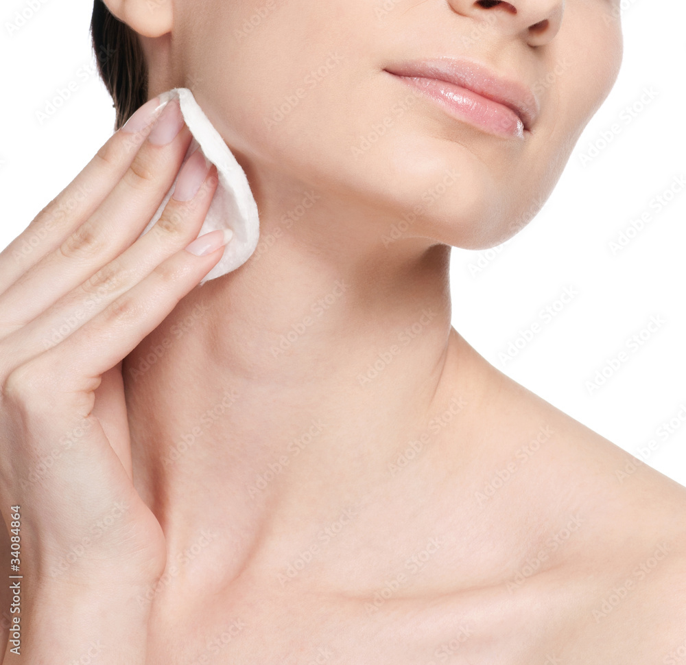 Young beautiful woman with clean sponge Young beautiful woman with clean sponge