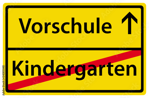 Vorschule nach Kindergarten Ortsausgangsschild