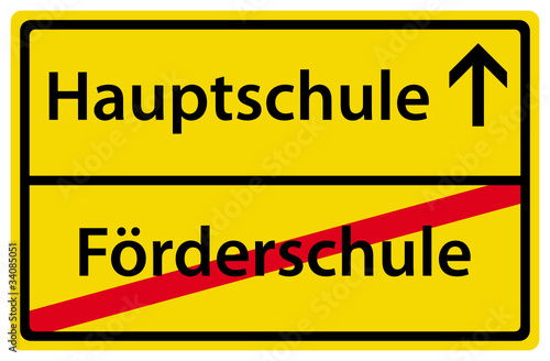 Wechsel von Förderschule zu Hauptschule Zeichen Schild