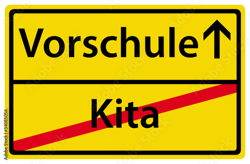 Vorschule nach Kita Ortsausgangsschild
