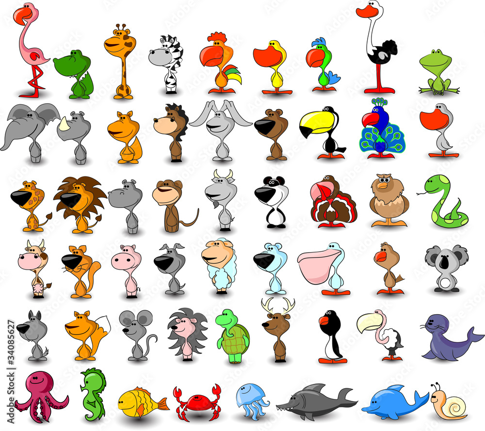 Fototapeta premium Большой набор векторных различных милых животных