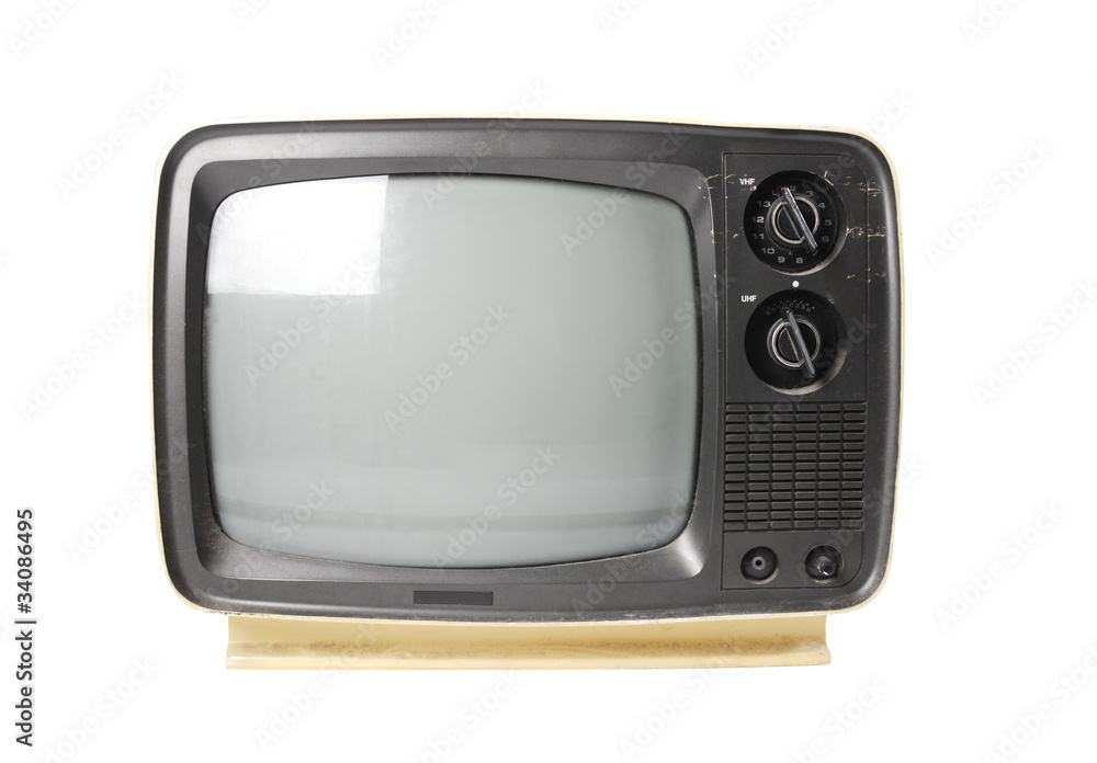 Old TV isolated on white.with path Old TV isolated on white.with path