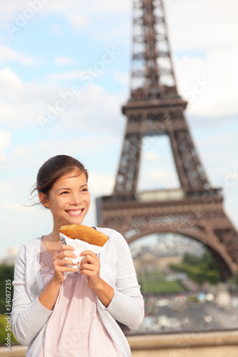 Sticker Paris woman and Eiffel Tower
